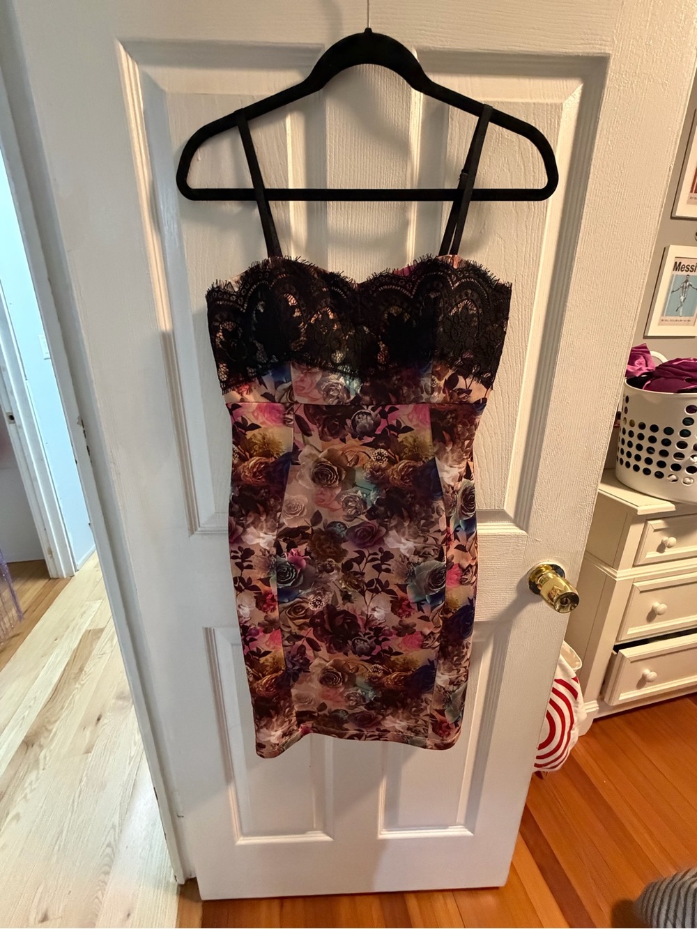Floral Lace Bustier Bodycon Dress - Multicolor